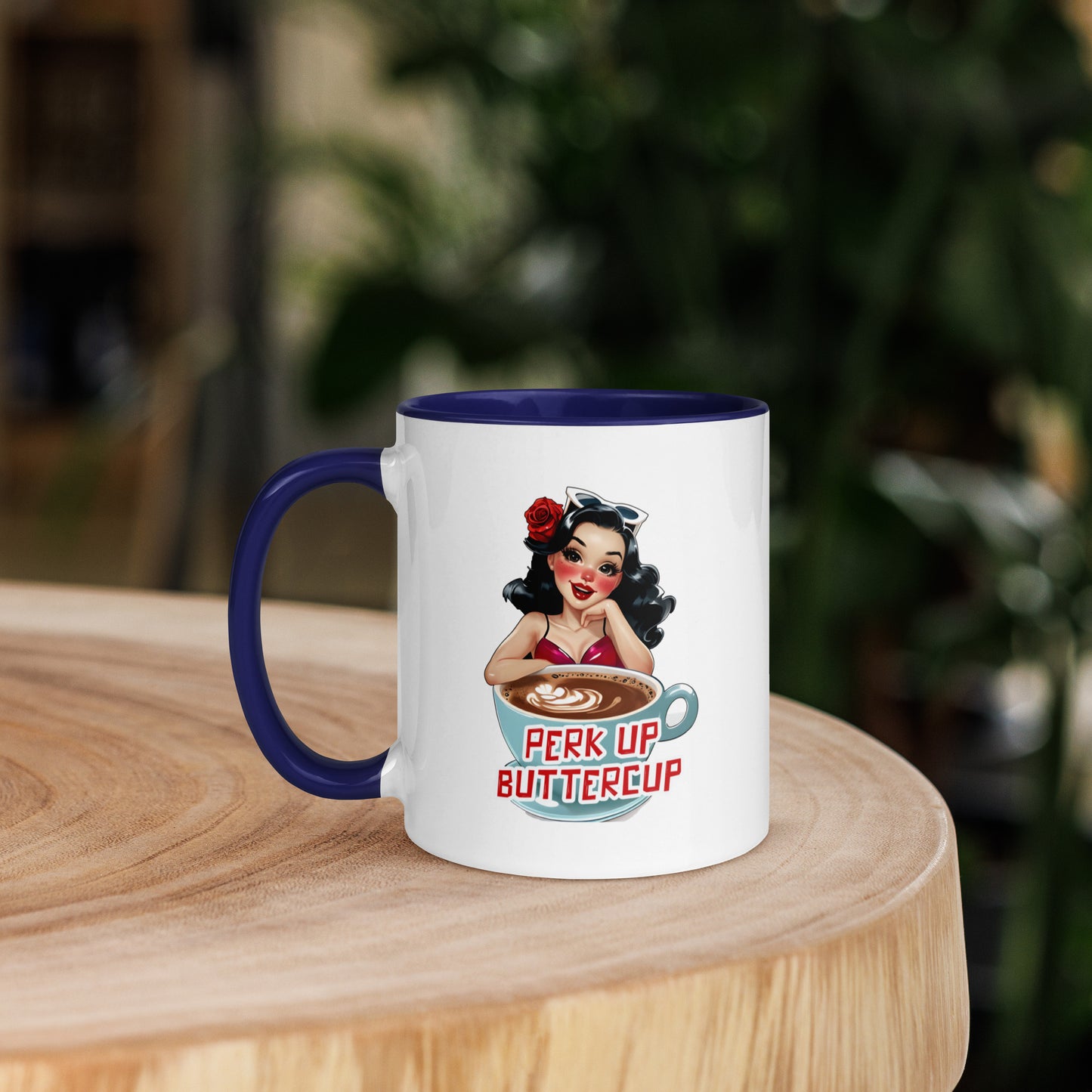 Perk Up Buttercup mug in Dark Blue, 11 oz
