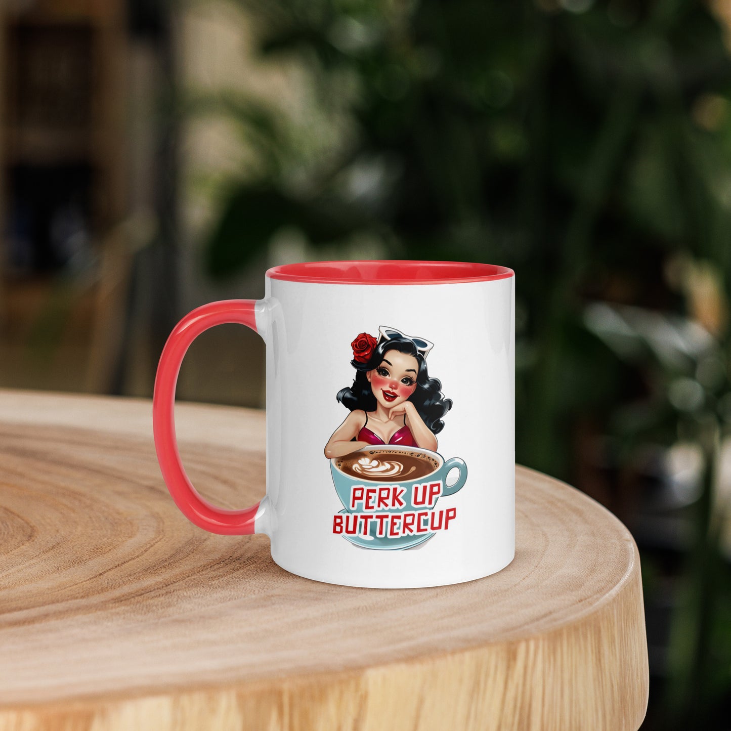 Perk Up Buttercup mug in Red, 11 oz