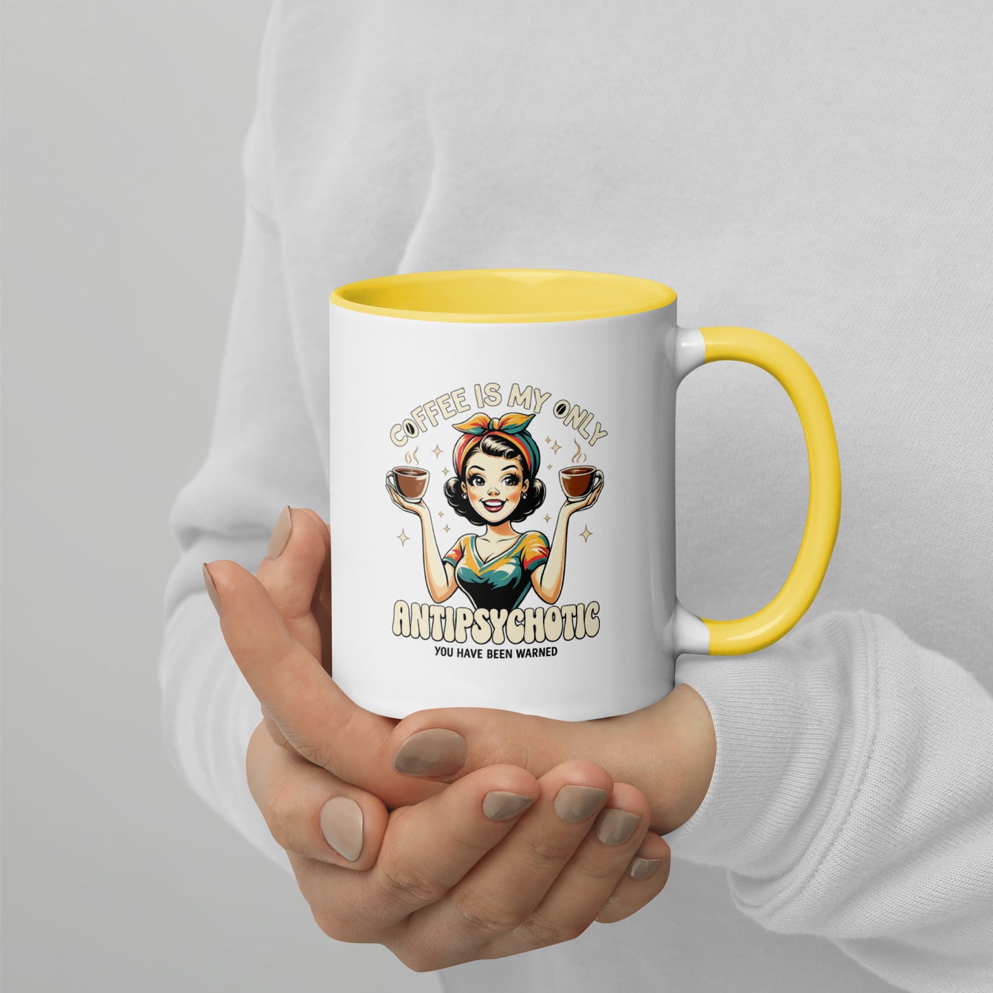 Coffee Is My Antipsychotic Mug with Color Inside - accessories - MindPop Threads - Yellow - 11 oz - 3240552_11048