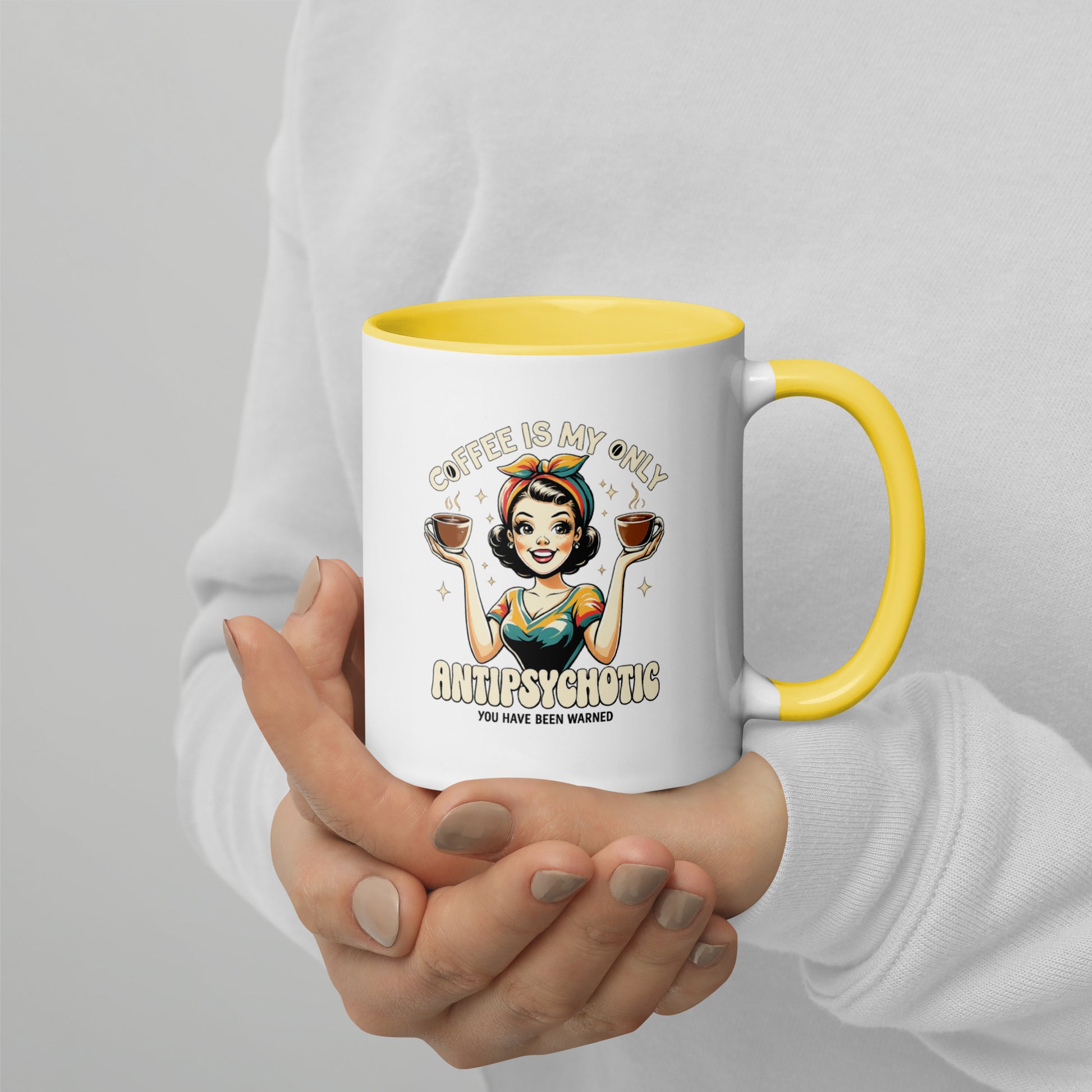 Coffee Is My Antipsychotic Mug with Color Inside - accessories - MindPop Threads - Yellow - 11 oz - 3240552_11048