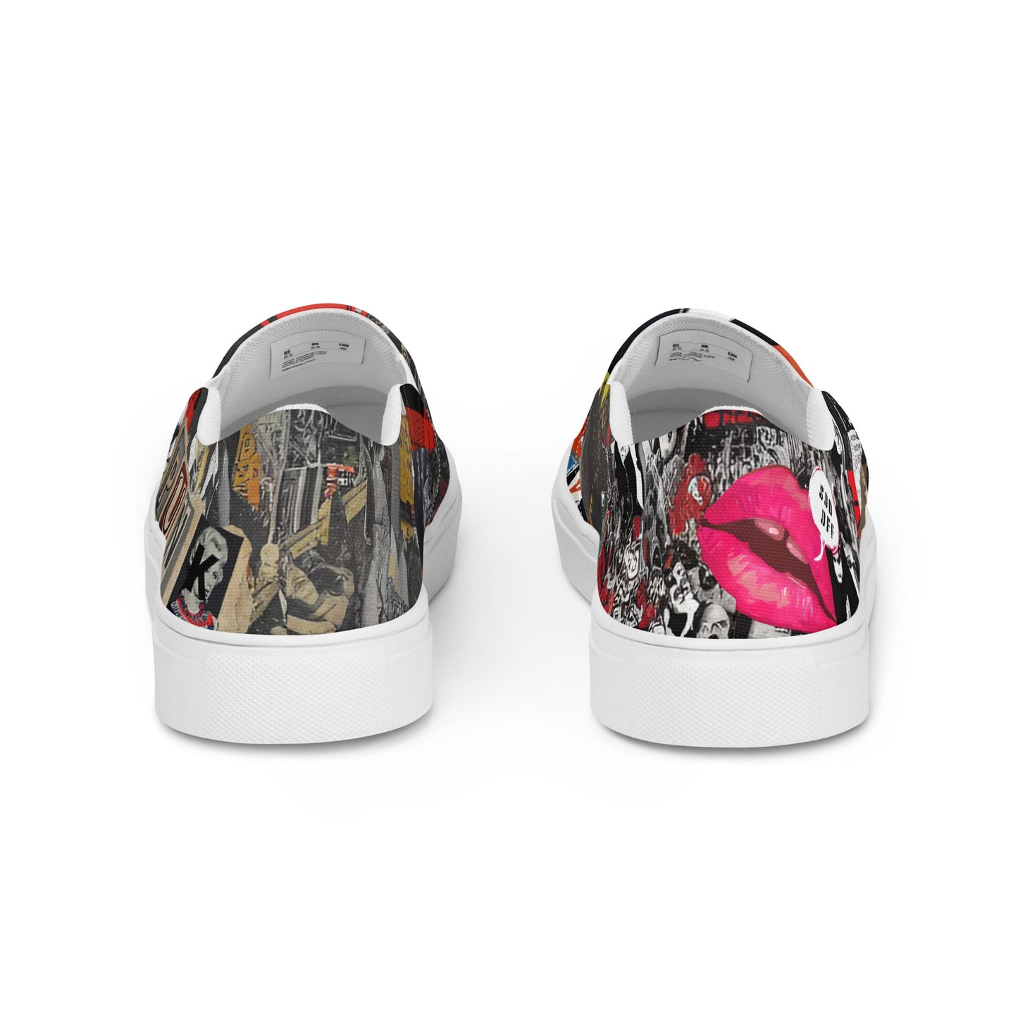 Queen of Ruin Women’s Slip-On Skater Sneakers – Punk Crown Canvas Shoes